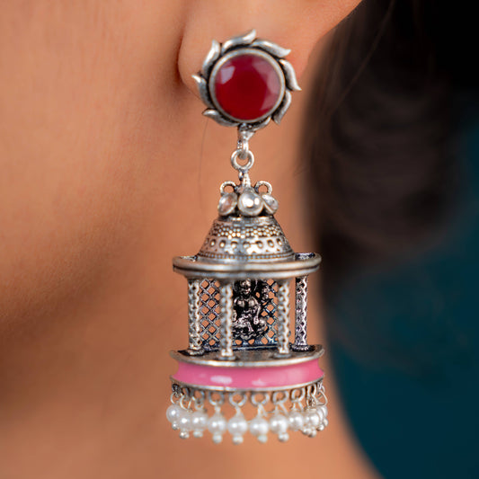 Chandraprabha Silver Oxidized Earrings