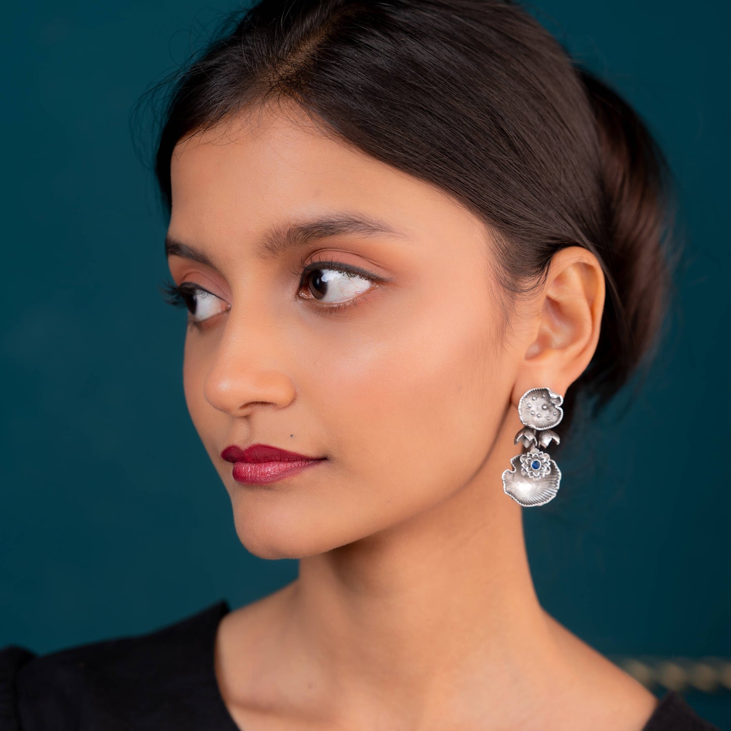 Mukta Silver Oxidized Earrings