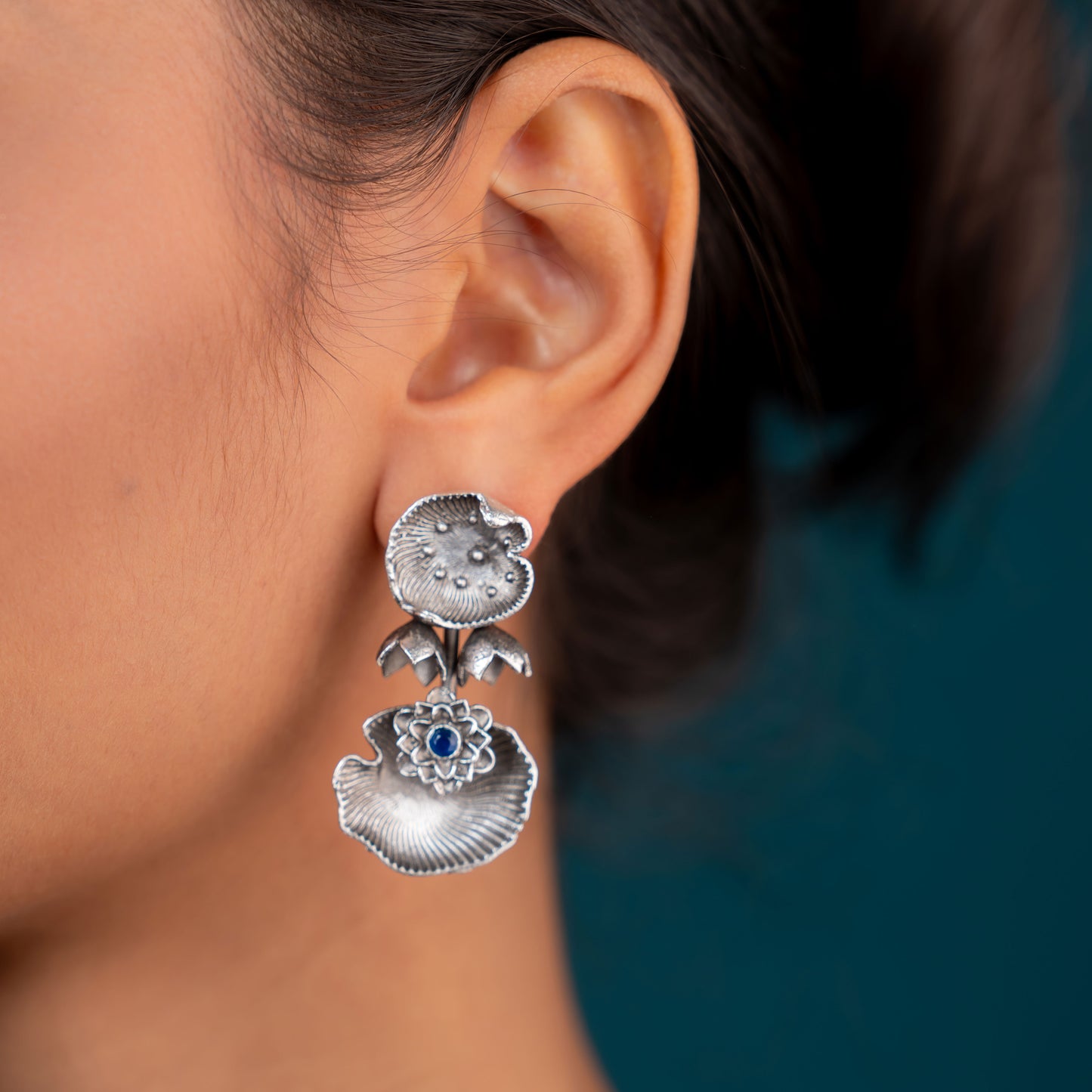 Mukta Silver Oxidized Earrings