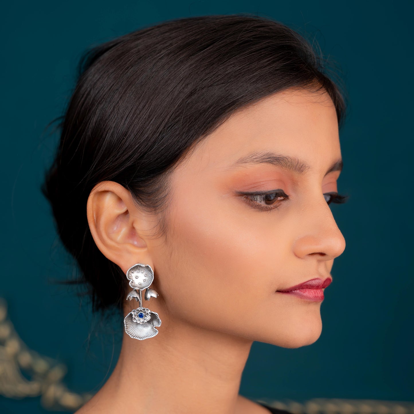 Mukta Silver Oxidized Earrings